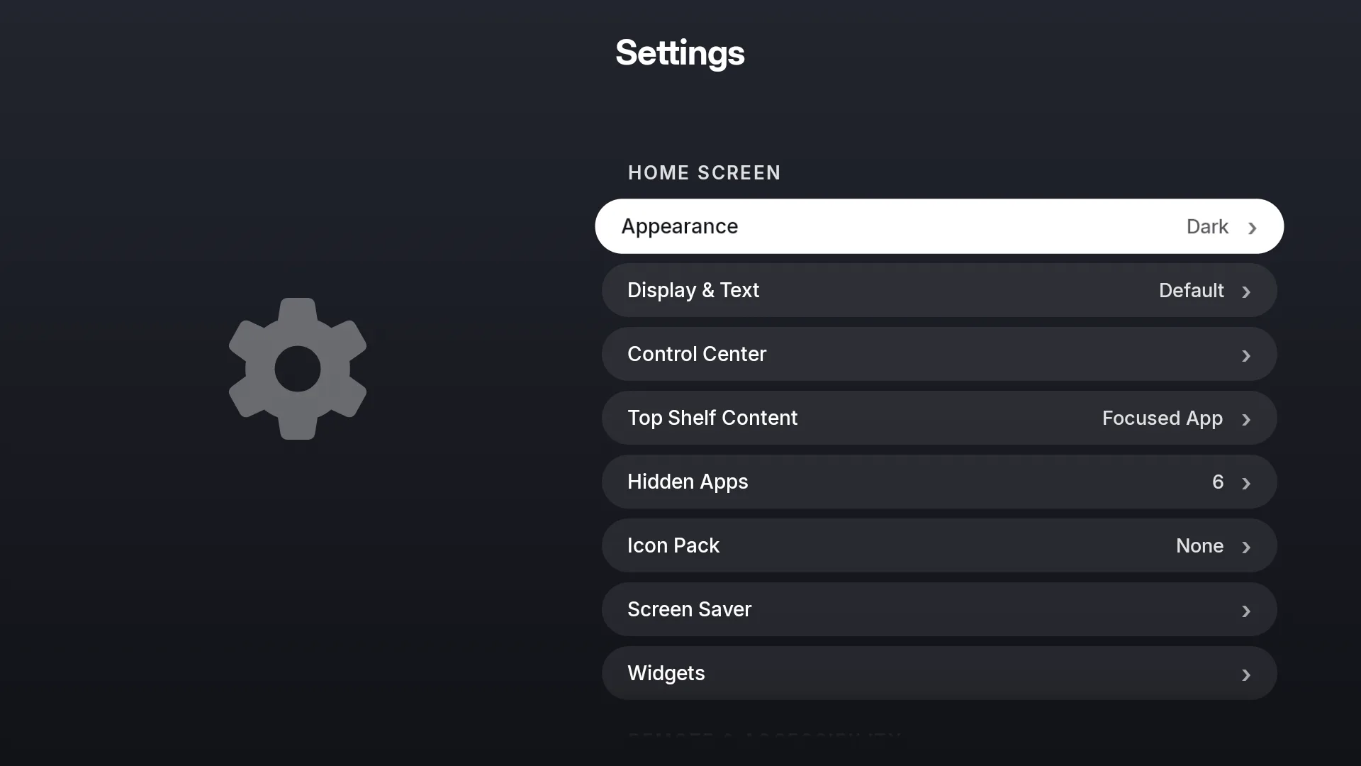 Customizable Control Center